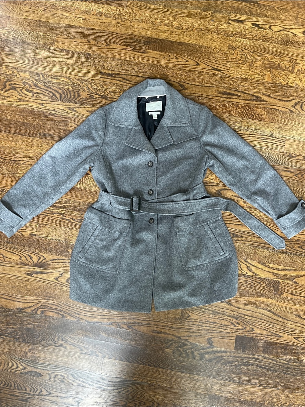 Banana Republic Gray Belted Wool-Blend Trench Coat